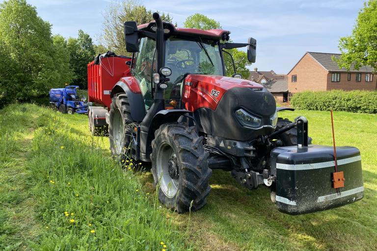 Large tractor delivering the large trailer. 