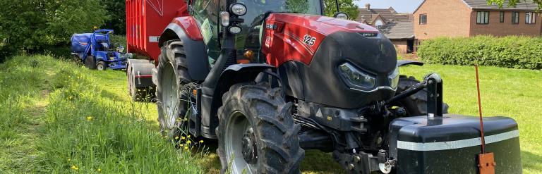 Large tractor delivering the large trailer. 